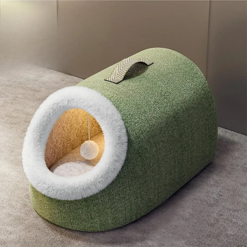 Enclosed Plush Pet Bed