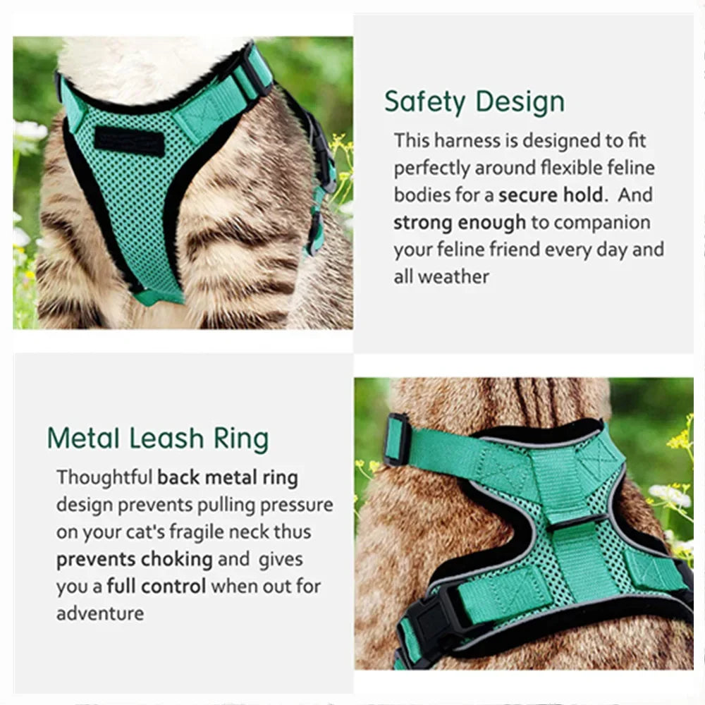 Cat Harness and Leash for Walking, Escape Proof Reflective Strips