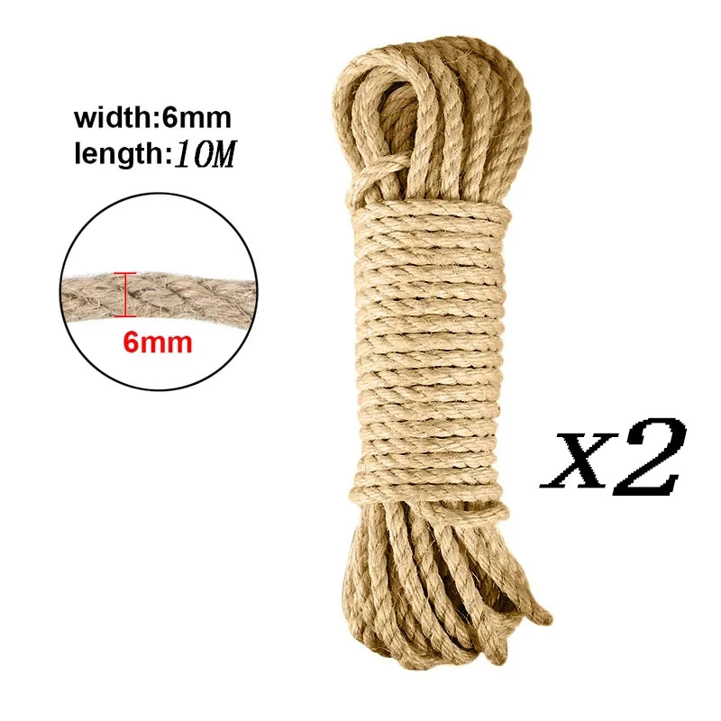 Cat Scratcher Rope DIY Natural Sisal Rope Toy Cats Paw Claw Furniture Protector Cat Tree Tower Climbing Frame Binding Rope