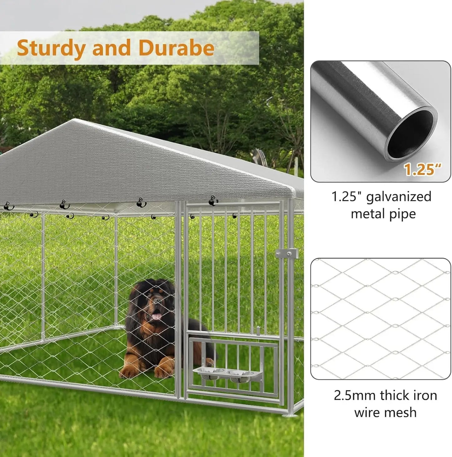 GNIXUU 10x10 Large Outdoor Dog Kennel,