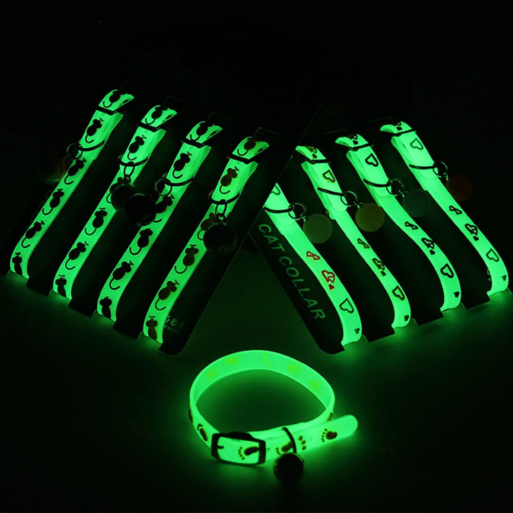 Anti-Loss Fluorescent Silicone Cat Bell Collar