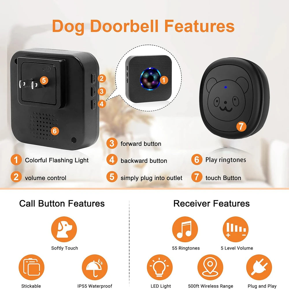 Smart Dog Doorbell Wireless for Potty Training