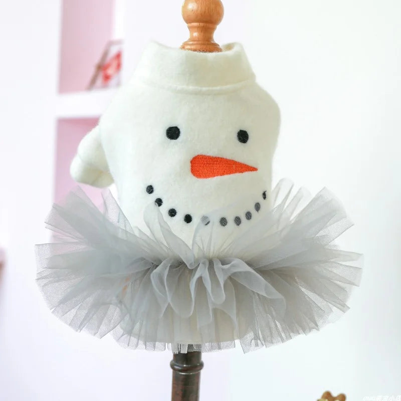 1PC White Saint Snowman Yarn Dress