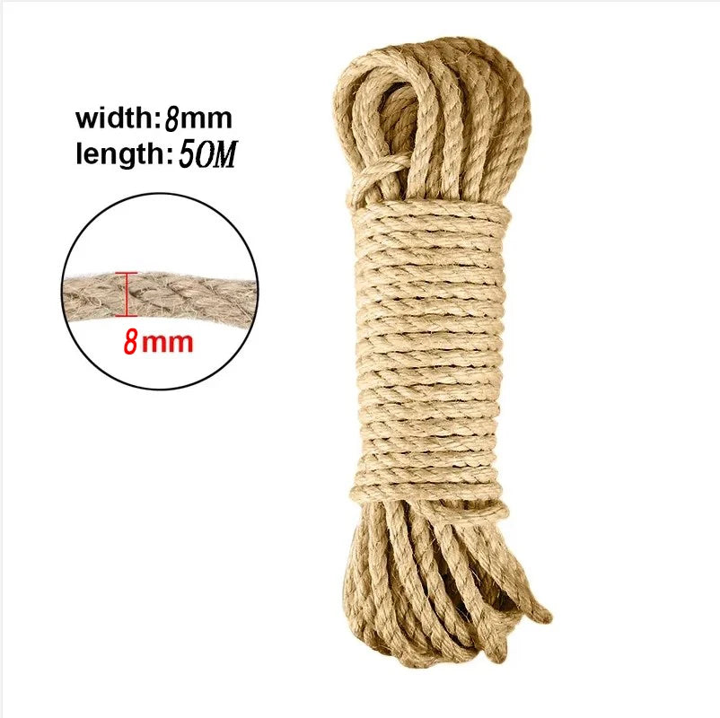 Cat Scratcher Rope DIY Natural Sisal Rope Toy Cats Paw Claw Furniture Protector Cat Tree Tower Climbing Frame Binding Rope