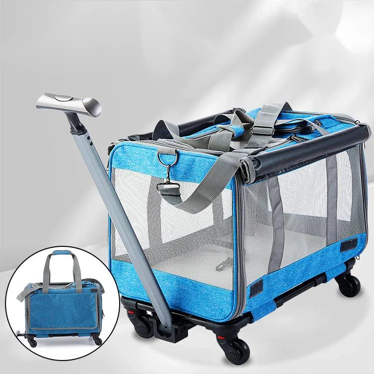 Extra Large Portable Pet Trolley Case Cat Travel Carrier Bag Detachable Dog Trolley Case Multi-Function Outdoo Foldable Pet Bag