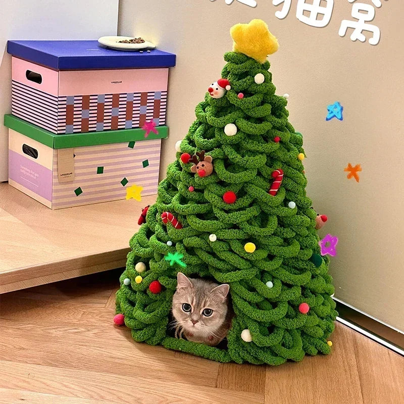 DIY Christmas Tree Cat Nest