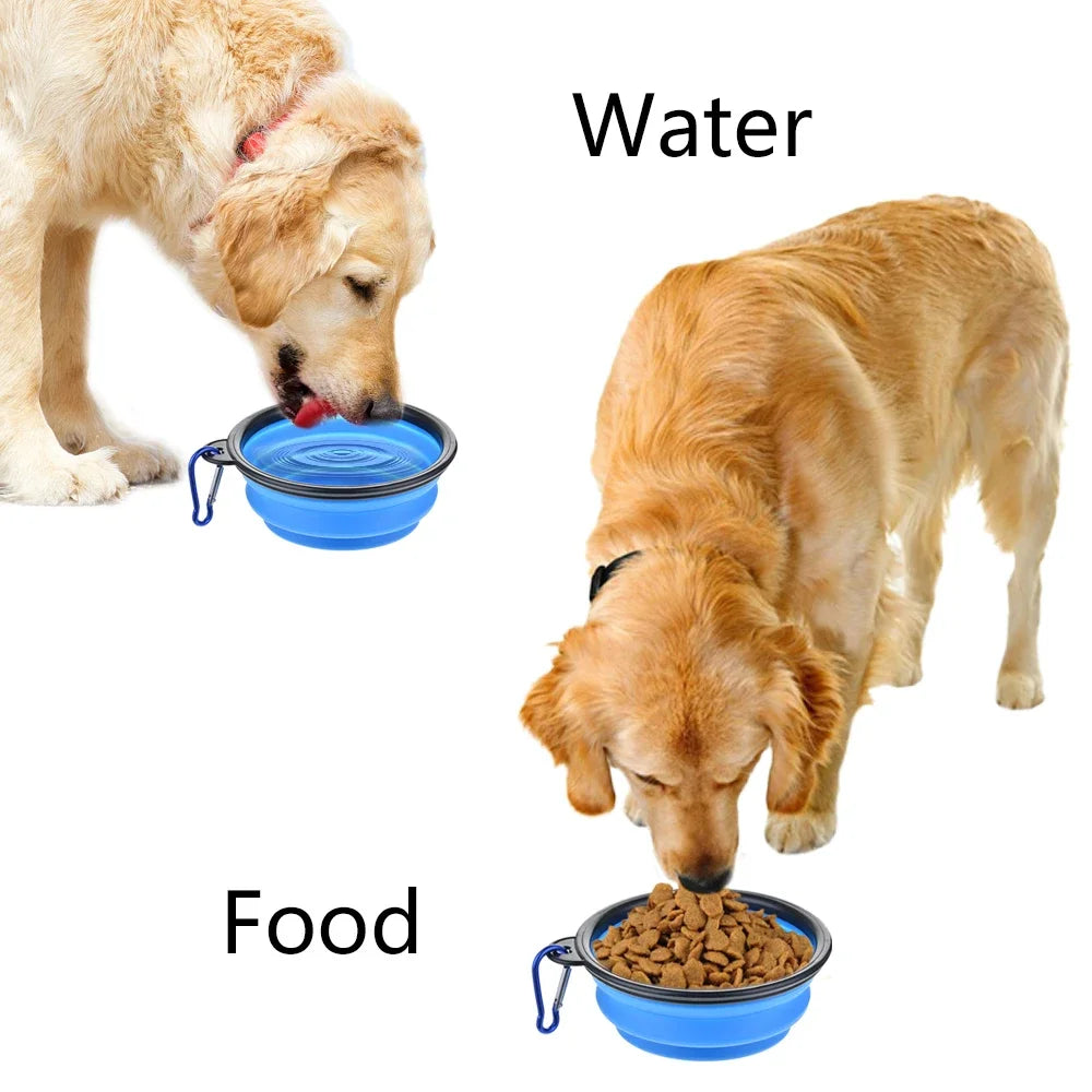 Collapsible Pet Silicone Dog Food Water Bowl \