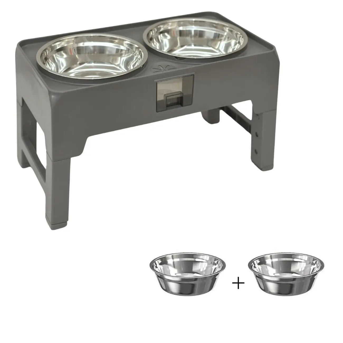 Elevated Pet Feeder Stand With Stainless Steel Double Bowls,