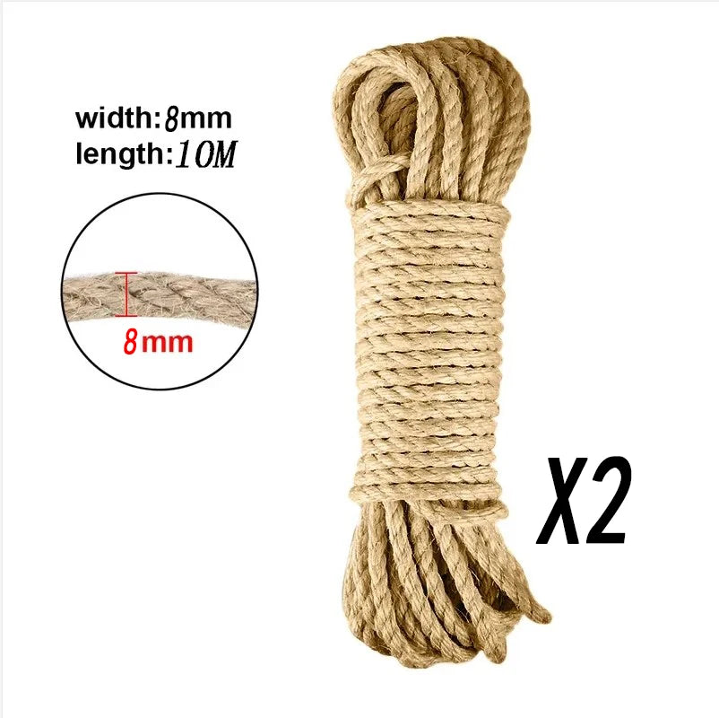 Cat Scratcher Rope DIY Natural Sisal Rope Toy Cats Paw Claw Furniture Protector Cat Tree Tower Climbing Frame Binding Rope