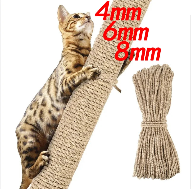 Cat Scratcher Rope DIY Natural Sisal Rope Toy Cats Paw Claw Furniture Protector Cat Tree Tower Climbing Frame Binding Rope