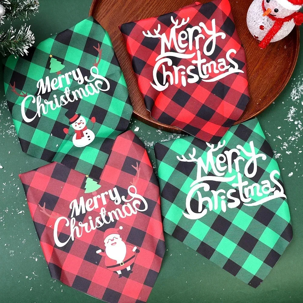 10/1PCS Christmas Print Dog Bandanas