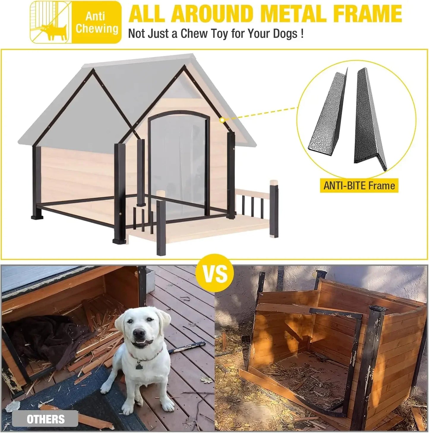 Dog House Outdoor with Insulated Liner and Metal Frame