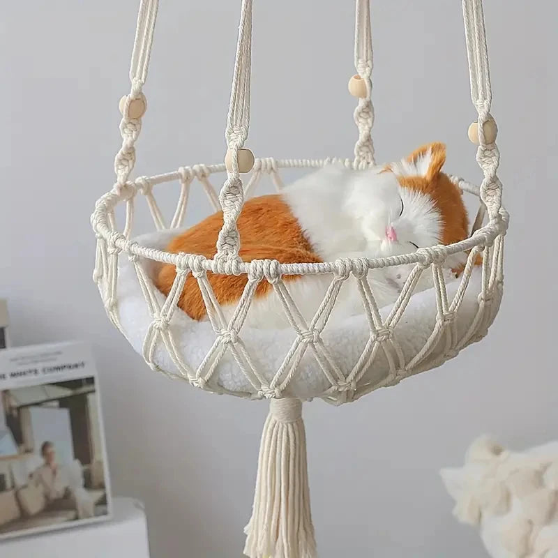 Pet Cat Hammock Swing Bed Bohemian Handwoven Tapestry Cotton Macrame