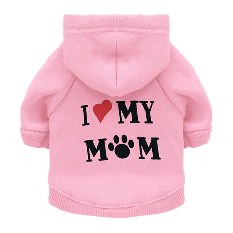 I LOVE MY MOM Dog Sweatshirt Hoodie