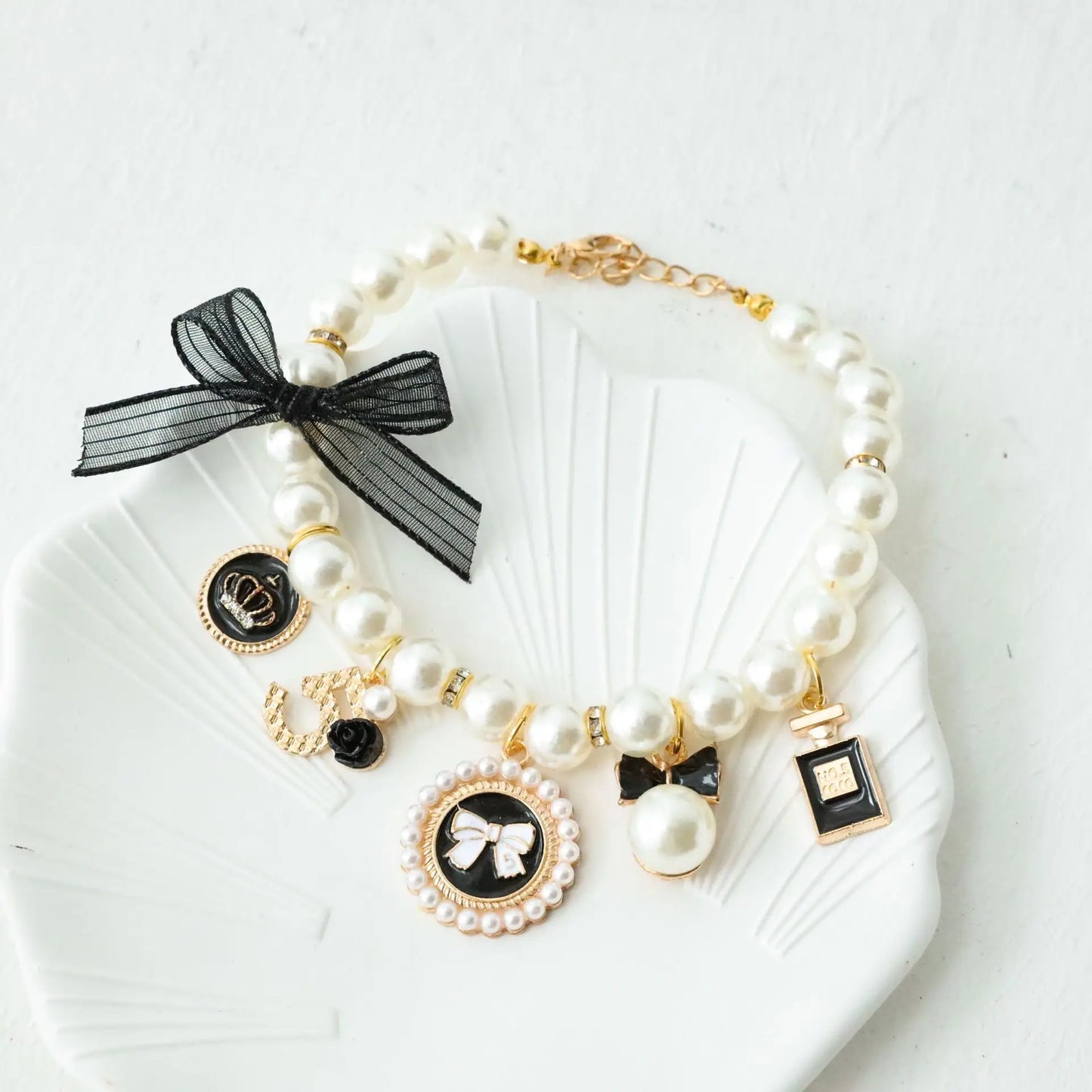 Pet Pearl Princess Bow Necklace Collar