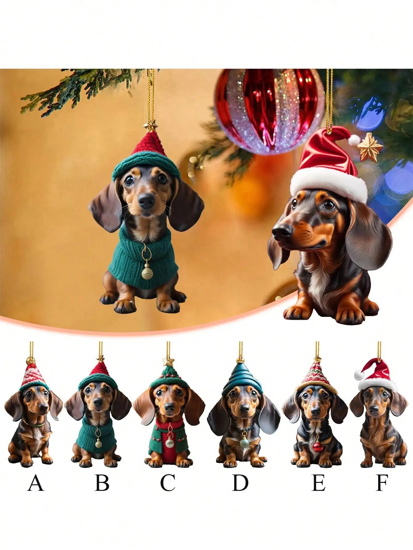 1PC acrylic dachshund Christmas decorations