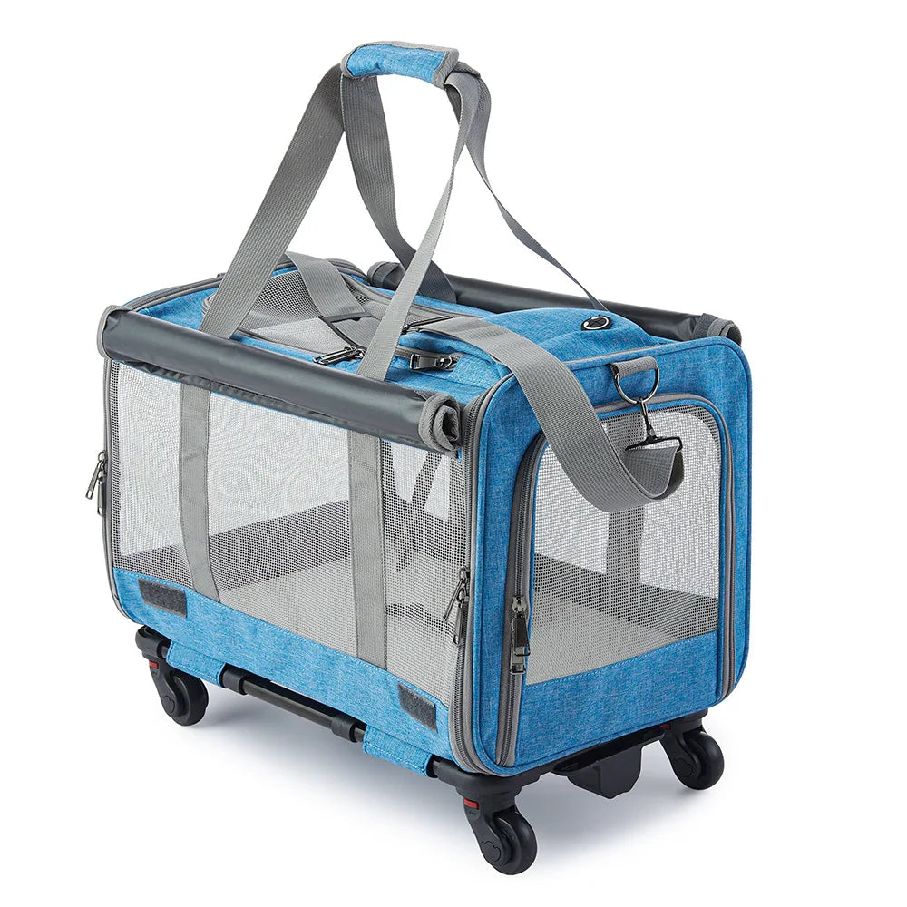 Extra Large Portable Pet Trolley Case Cat Travel Carrier Bag Detachable Dog Trolley Case Multi-Function Outdoo Foldable Pet Bag