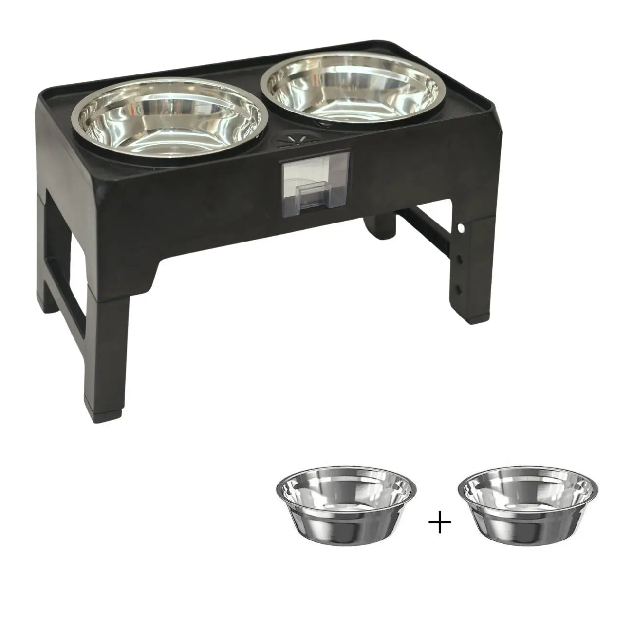 Elevated Pet Feeder Stand With Stainless Steel Double Bowls,