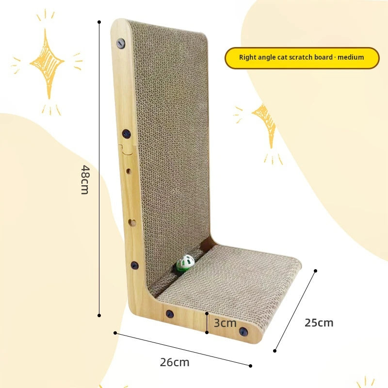 L-type vertical cat scratching board with ball