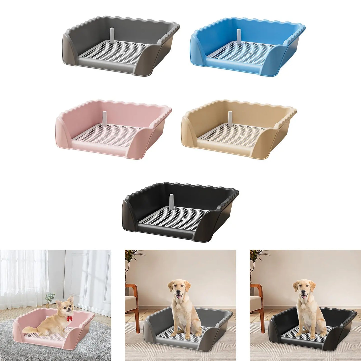 Dog Toilet Easy to Clean Pet Litter Pan with Removable Post Potty Trainer