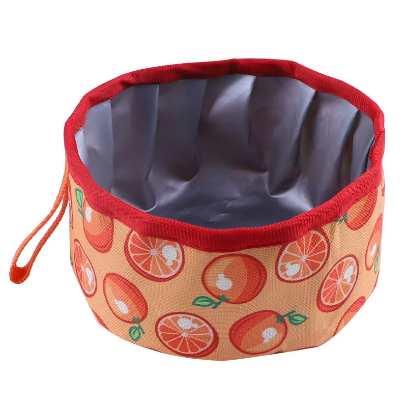 Dog Drink Food Bowl Travel Bowl Oxford Cloth Outdoor Folding Bowl For Dogs and Cats Easy To Carry Pet Travel Supplies