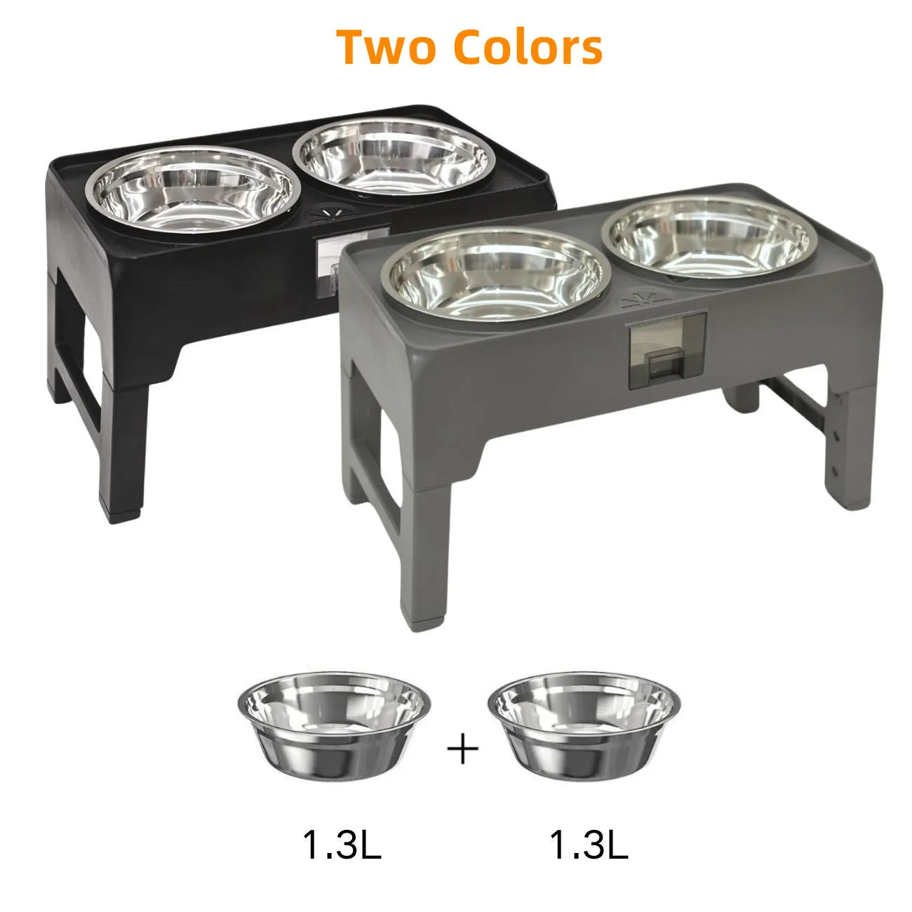 Elevated Pet Feeder Stand With Stainless Steel Double Bowls,