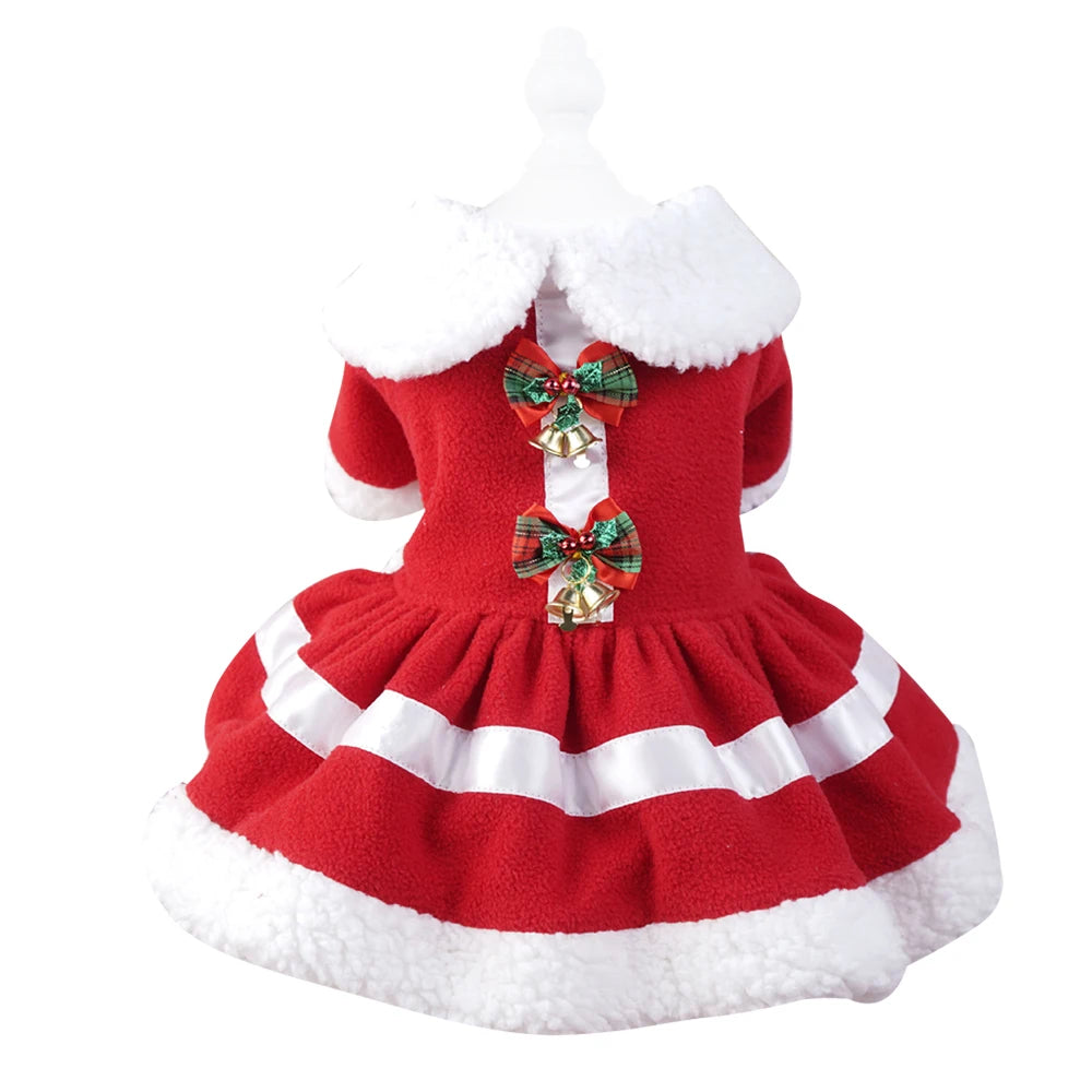 Christmas Winter Pets Dresses Dog Clothes Warm Cute Printed Skirt for Puppy Cat Dress Cotton Kitten Dog Pet Clothing Cat Costume