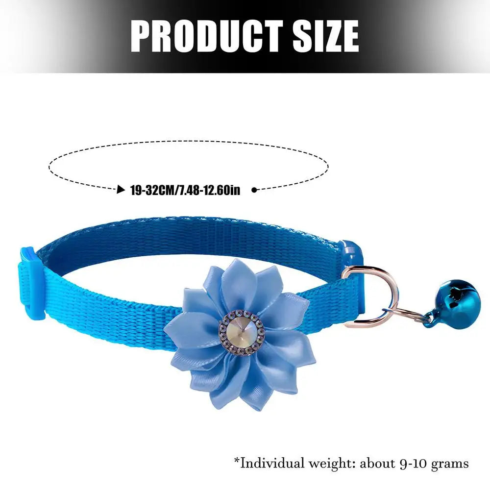 Cat Flower Collar With Bell Adjustable Cat Necklace Pet Collar Traction Safety Buckle Necklace All Size Dog Supplies