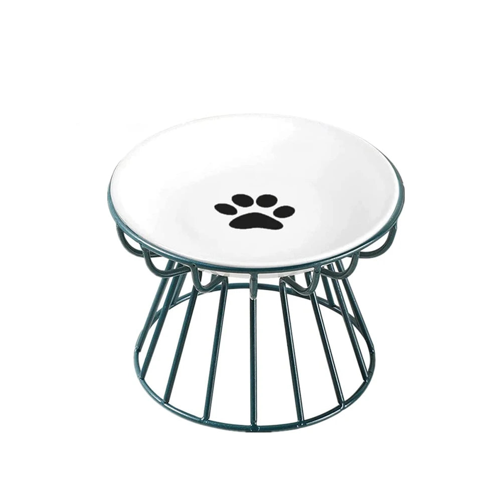 1 Set Pet Ceramic Bowl Iron Rack