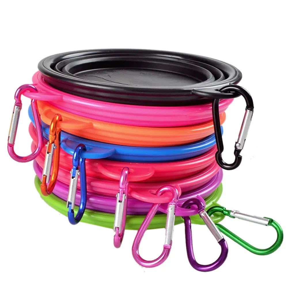 Collapsible Pet Silicone Dog Food Water Bowl \