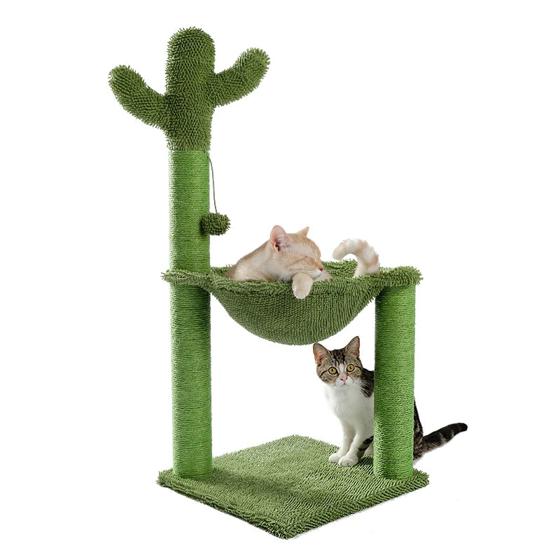 Cute Cactus Pet Cat Tree Toy with Ball Scratching Post